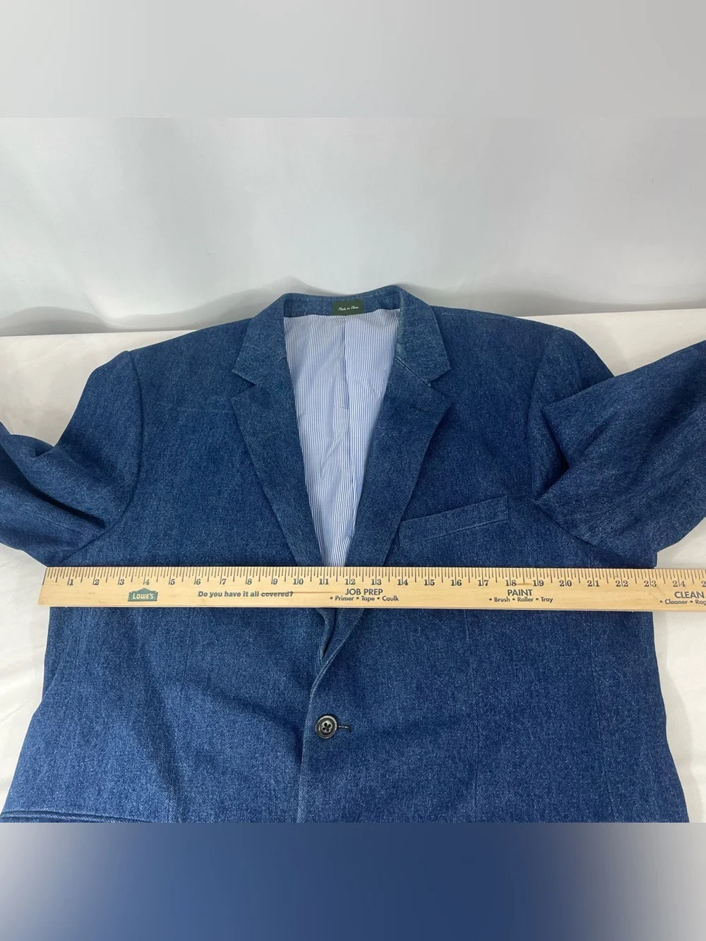Norm Thompson 46R Blue Cotton Denim Blazer Sport Coat Casual